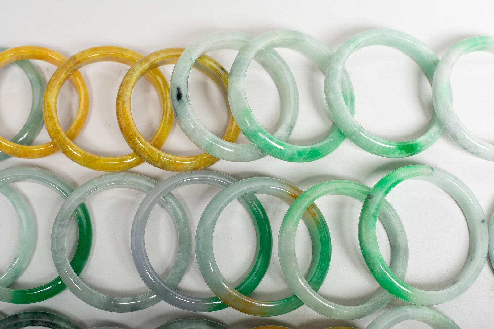 Set Chinese Export Colored Stone Bangles - 4
