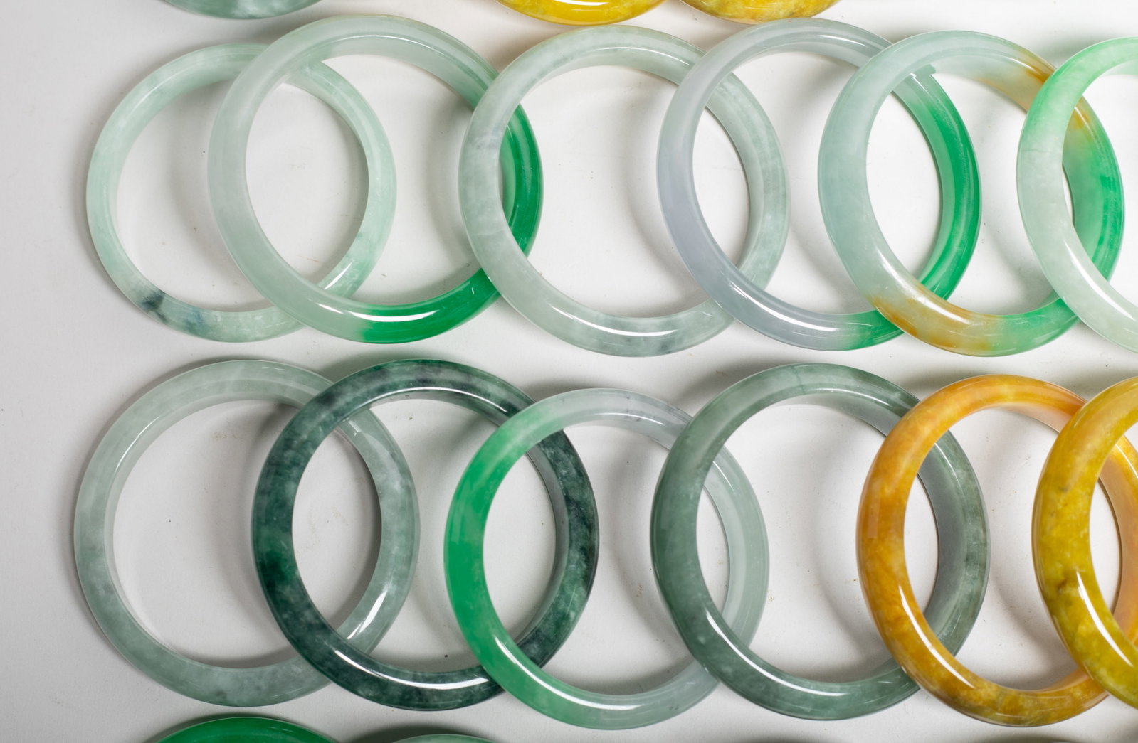 Set Chinese Export Colored Stone Bangles - 6
