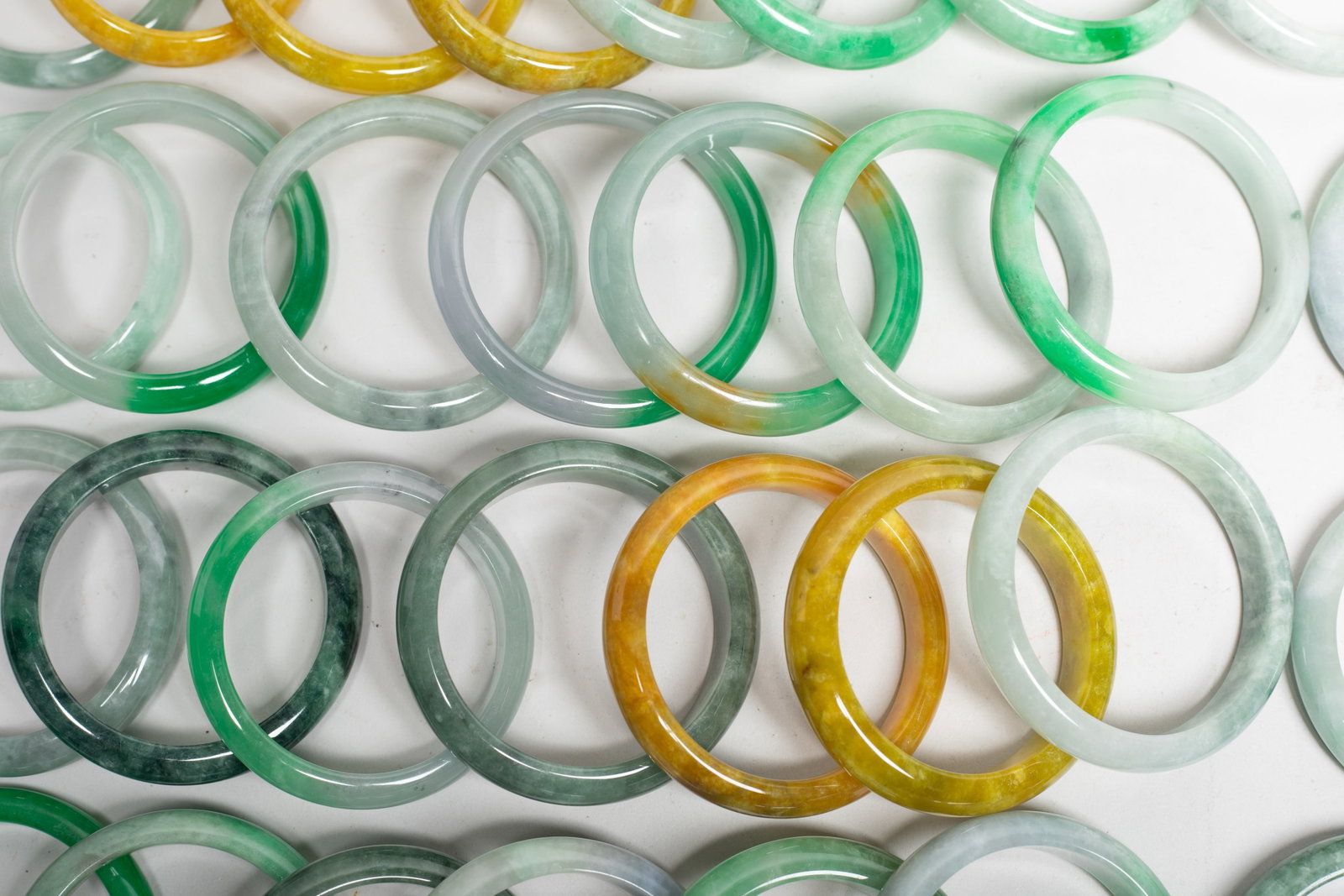 Set Chinese Export Colored Stone Bangles - 7