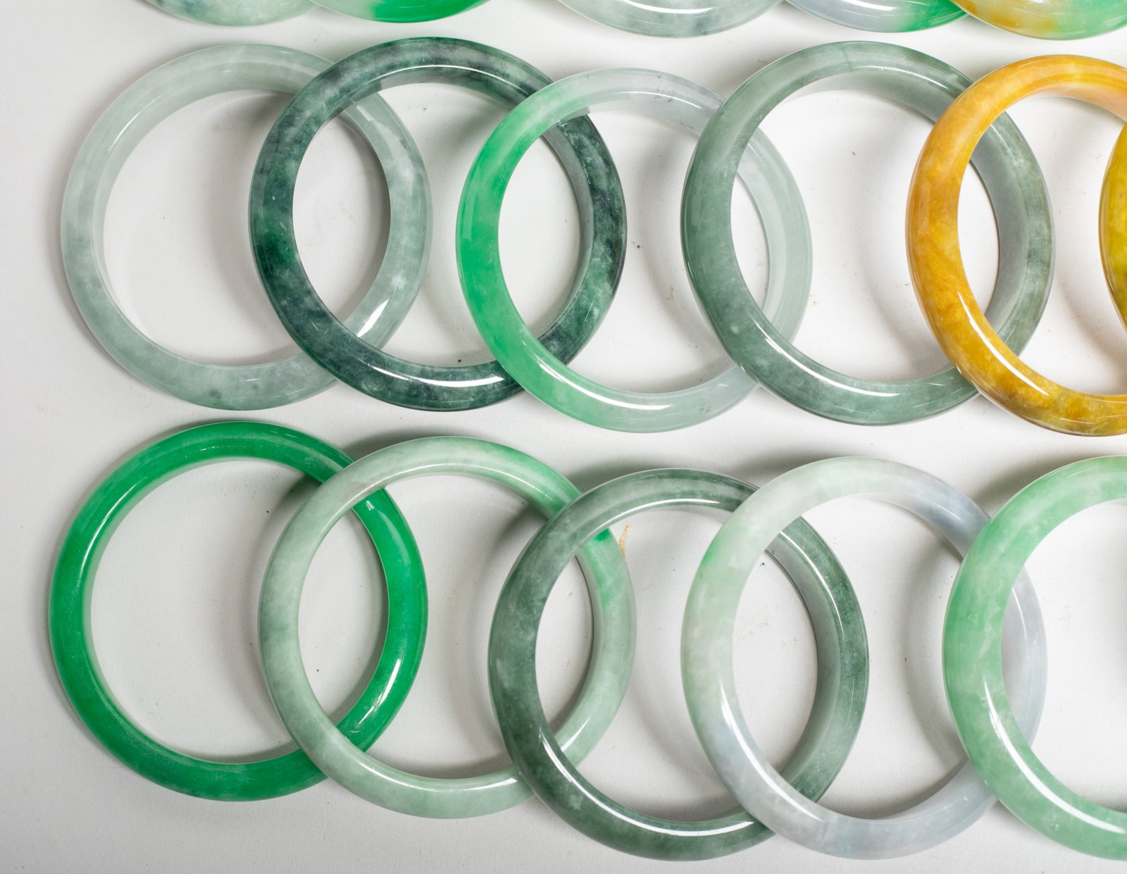 Set Chinese Export Colored Stone Bangles - 8