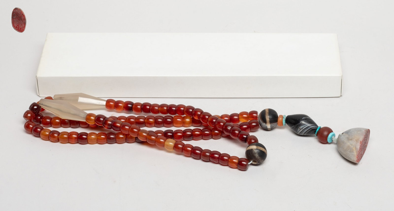 Long Size Chinese Cameo Agate Prayer Beads (1 of 11)