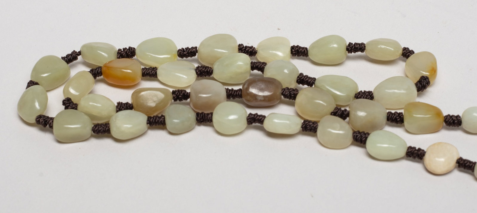 Two Chinese Export Jade, Cinnabar Necklaces - 10
