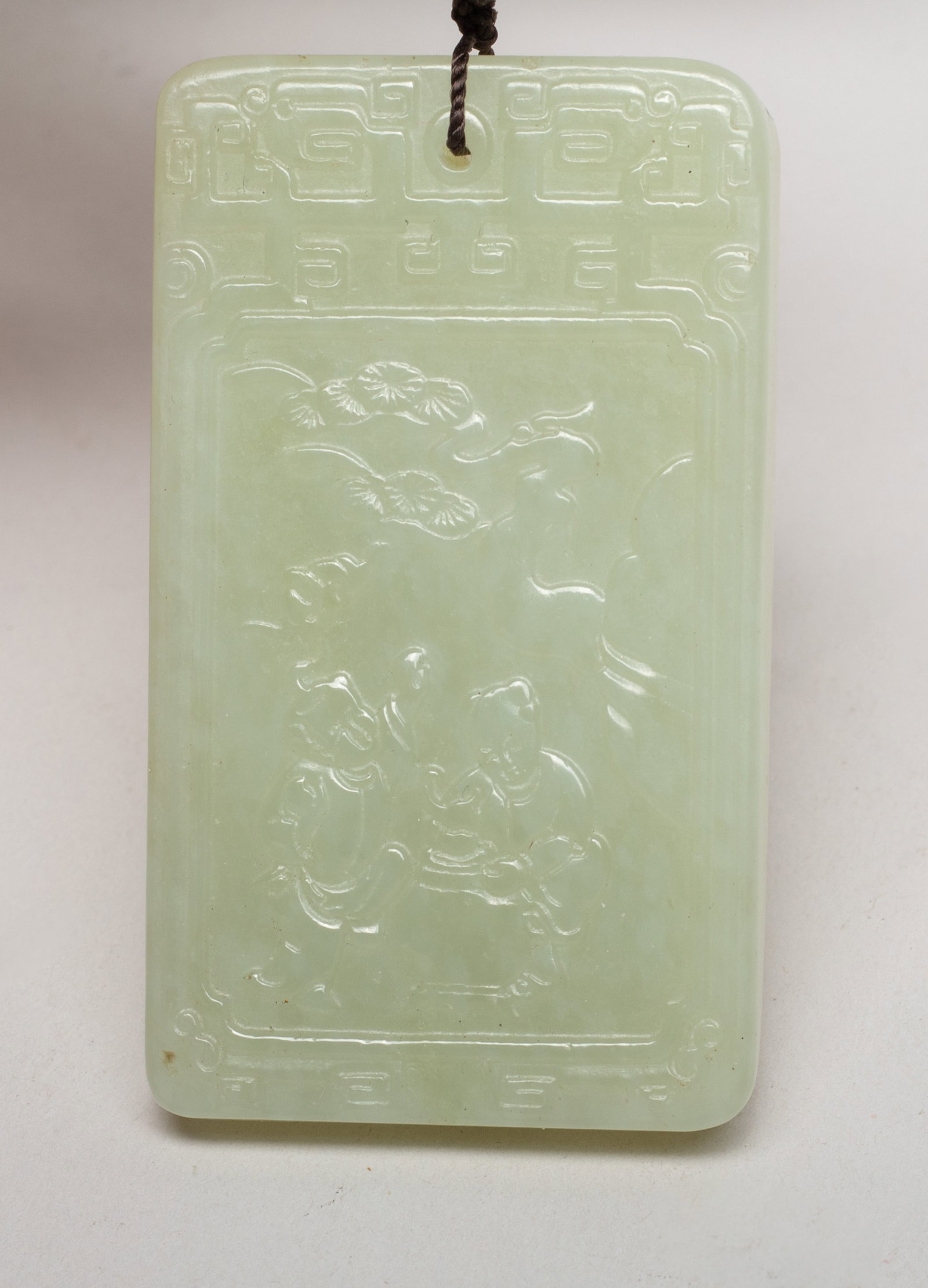Two Chinese Export Jade, Cinnabar Necklaces - 3