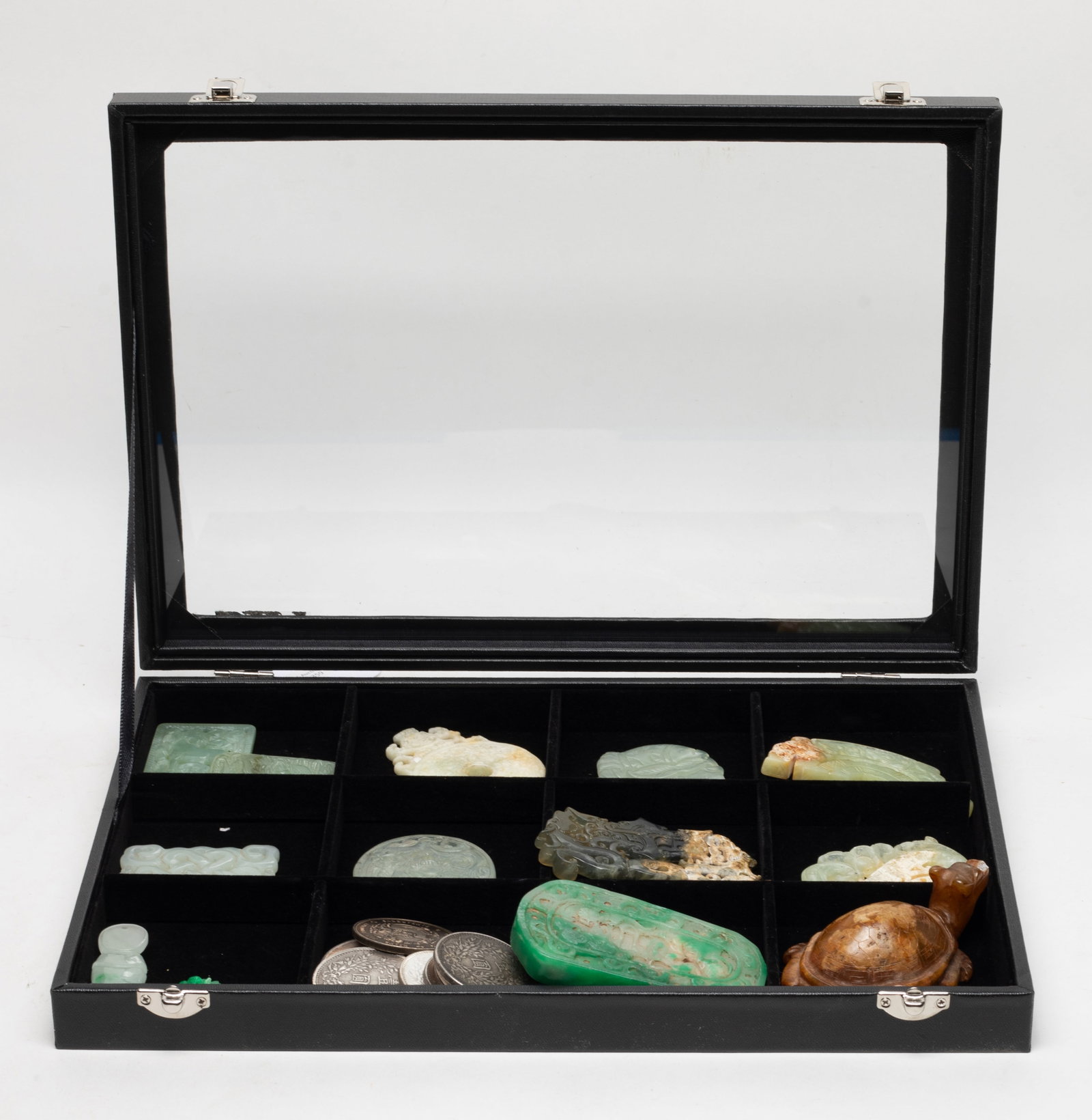 Chinese Export Colored Stones, Fengshui Coins (1 of 17)