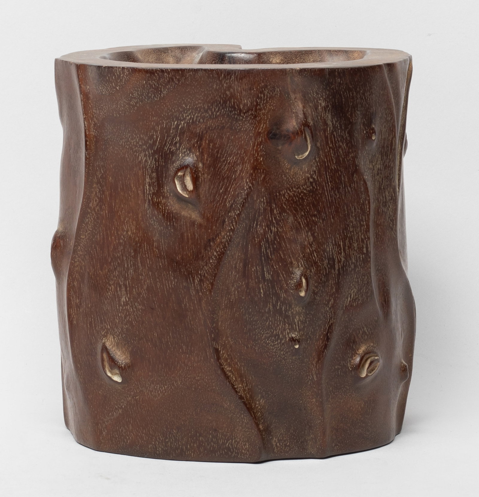 Heavy Chinese Tan Wood Brush Pot (1 of 15)