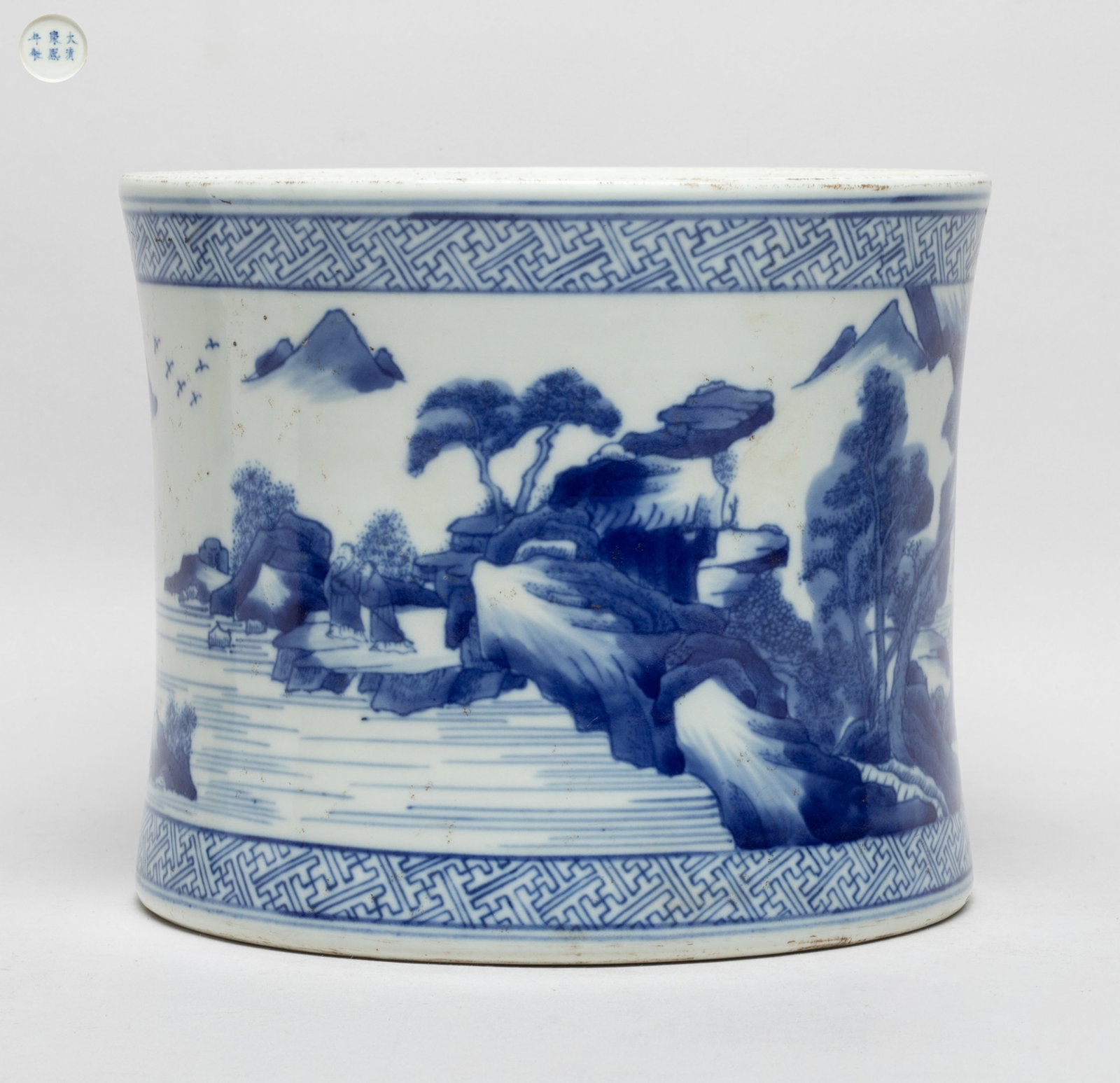 Large Chinese Blue & White Porcelain Brush Pot (1 of 13)