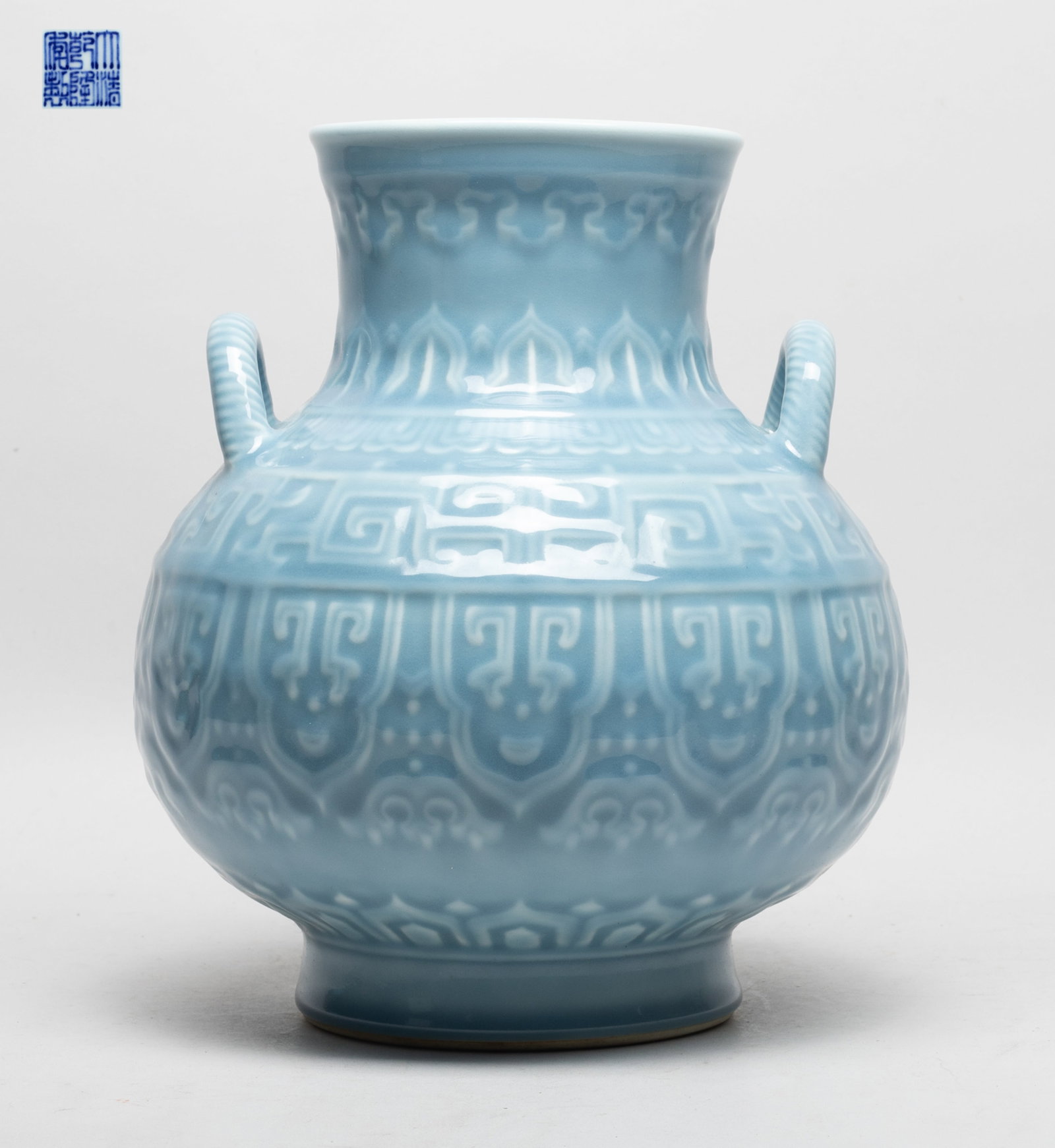 Large Chinese Blue Glazed Porcelain Vase (1 of 12)