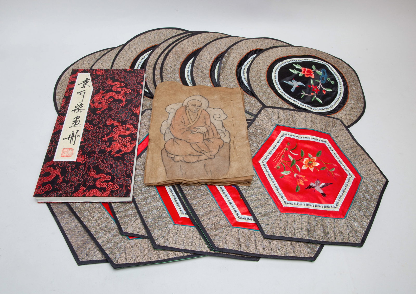 Chinese Book, Silk Pieces, Paintings (1 of 15)