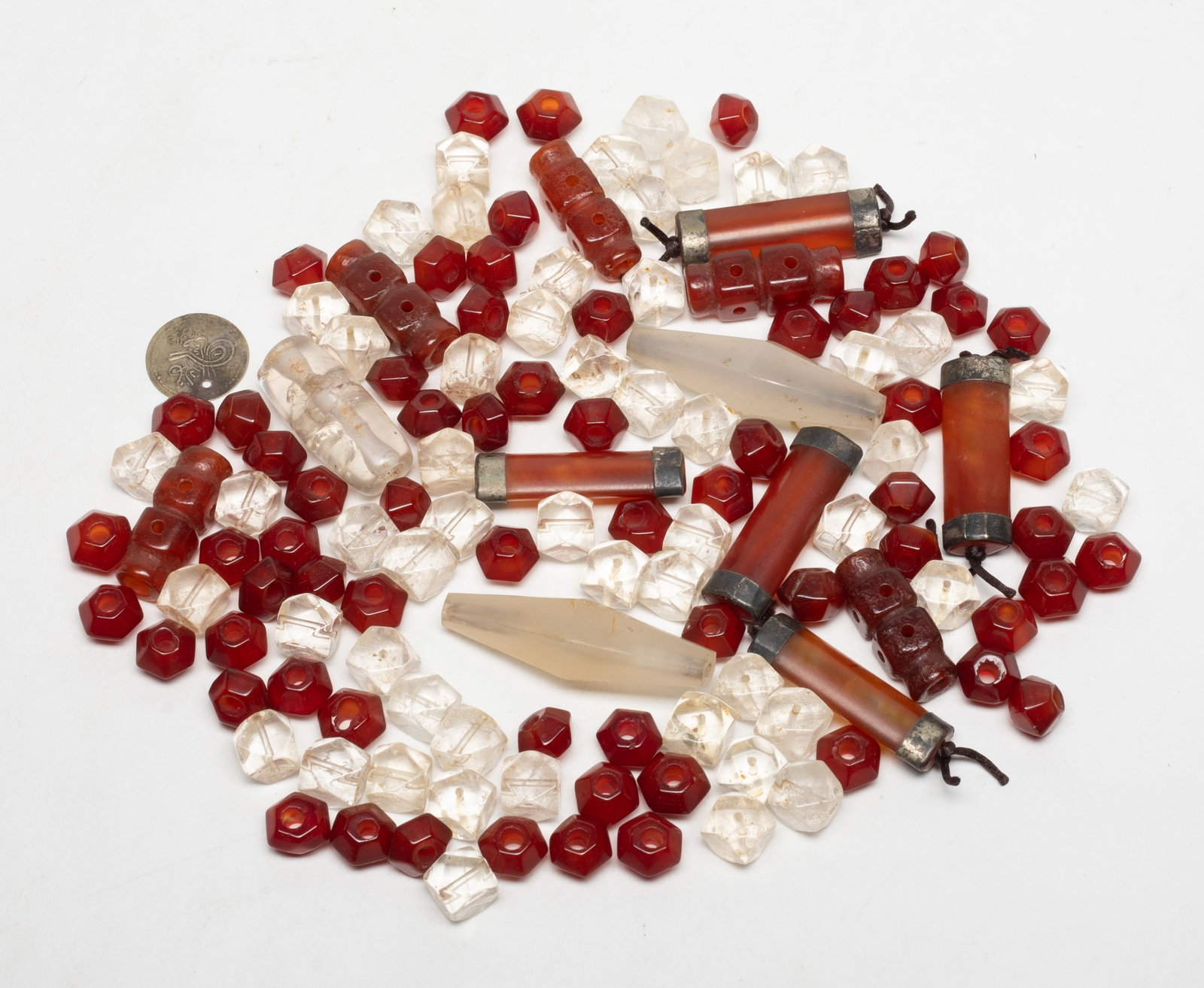 Large Set Chinese Crystal, Agate Beads: Large set of Chinese crystal and agate beads. Size varies.