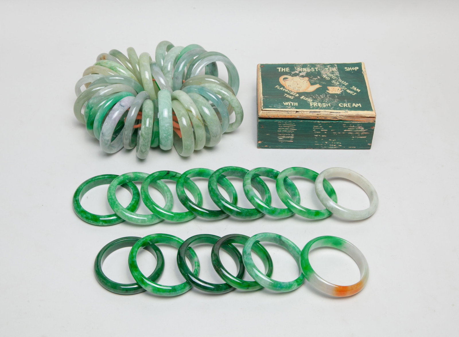 Large Set Chinese Export Colored Stone Bangles (1 of 10)