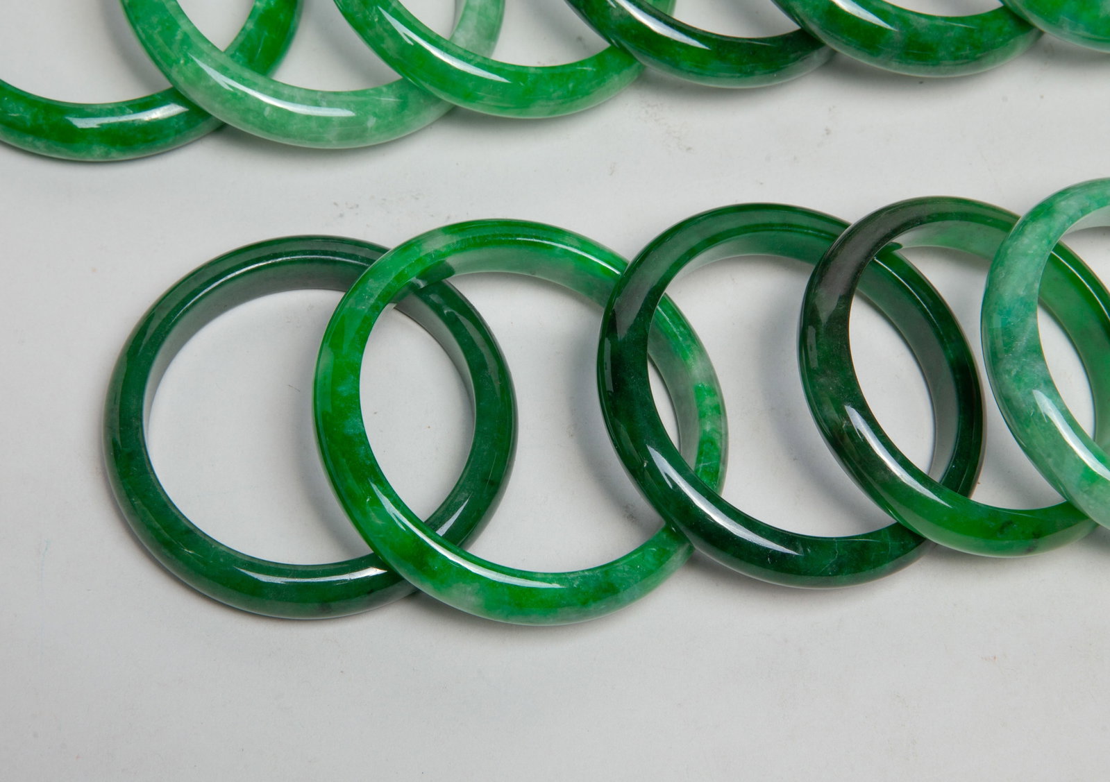 Large Set Chinese Export Colored Stone Bangles - 3