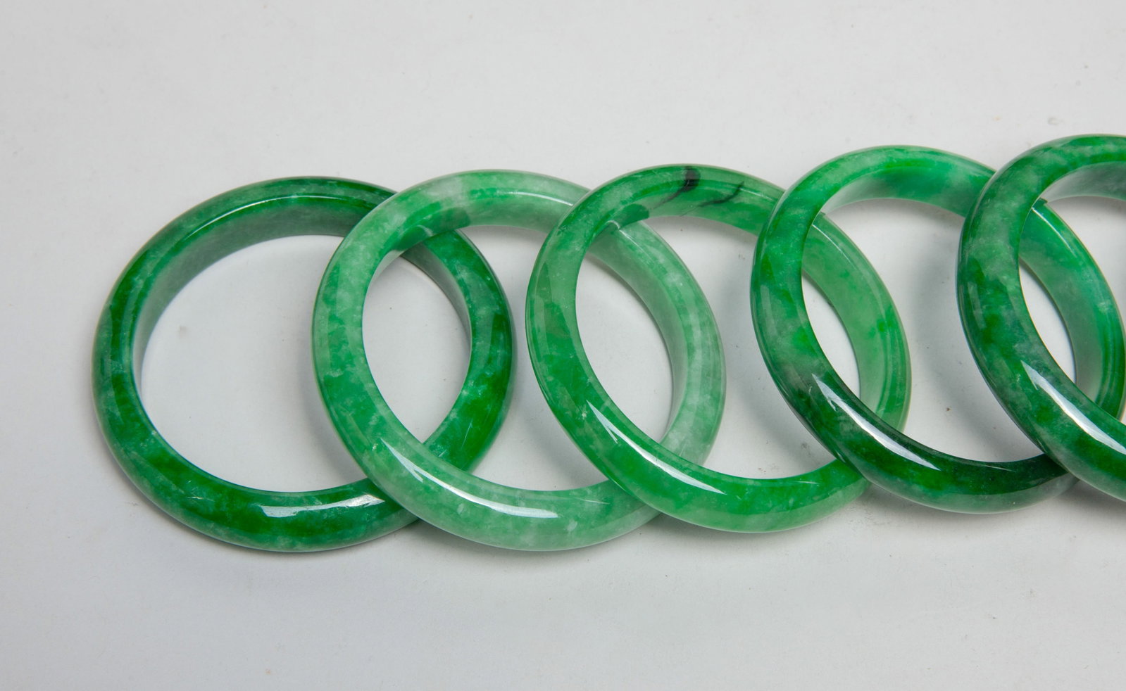 Large Set Chinese Export Colored Stone Bangles - 4