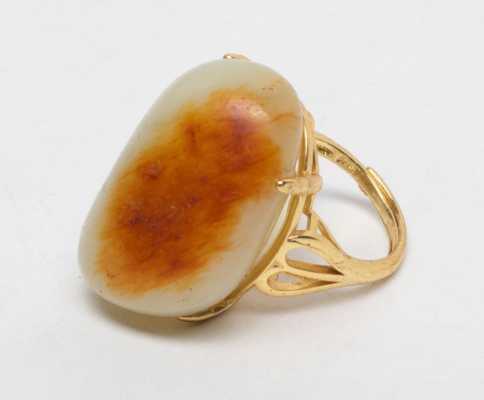 Chinese Gold Tone Russet Jade Ring (1 of 7)