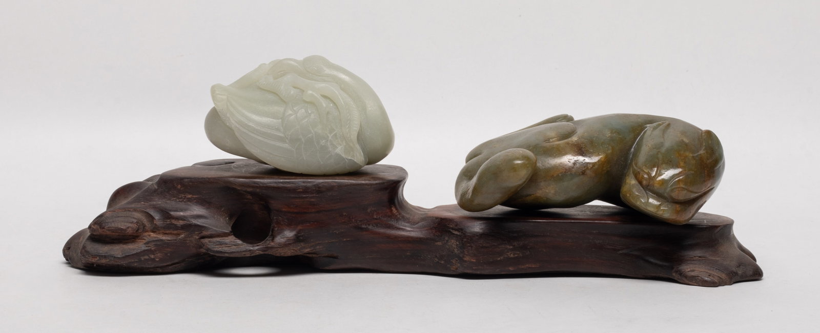 Two Lg Chinese Jade Sculptures on Wood Base (1 of 14)