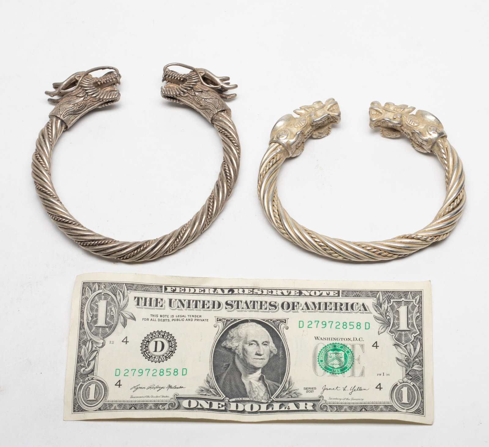 Two Vtg. Chinese Export Dragon Bangles - 2