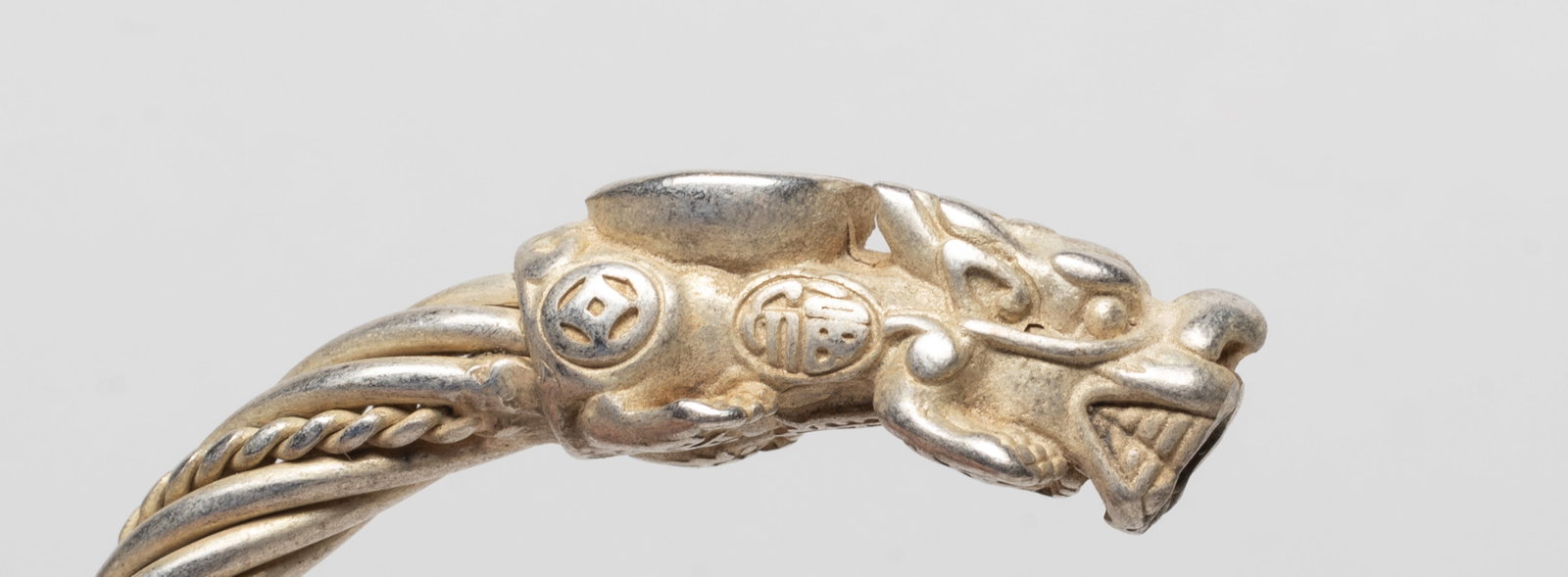 Two Vtg. Chinese Export Dragon Bangles - 8