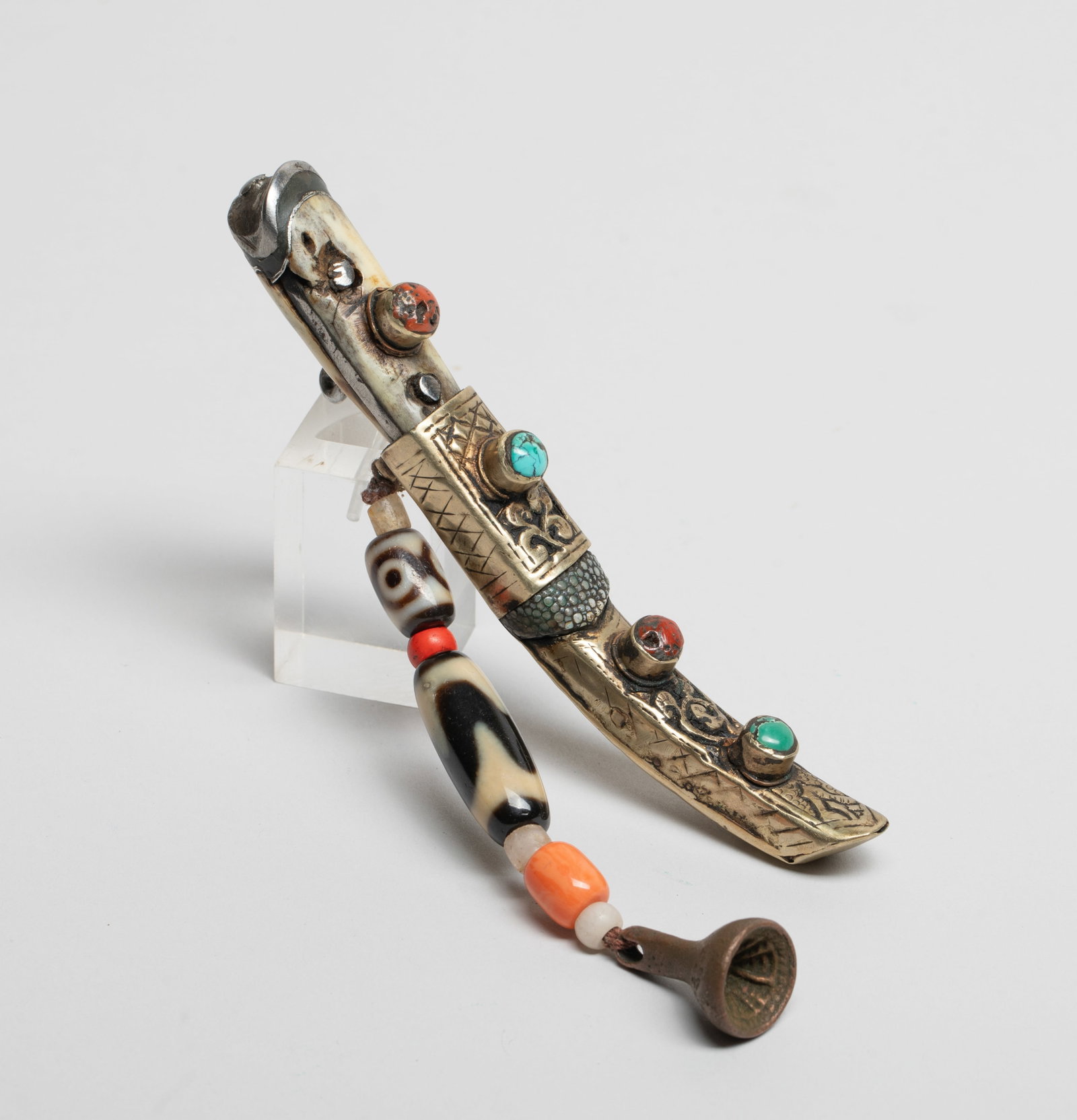 Chinese Tibetan Dzi Beads, Metal Service (1 of 16)