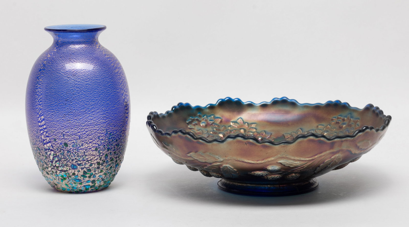 Martha Henry Style Art Glass Vase, Deep Plate: Martha Henry style art glass vase and deep plate. Approx. 8.1*2.4 inch (plate size).