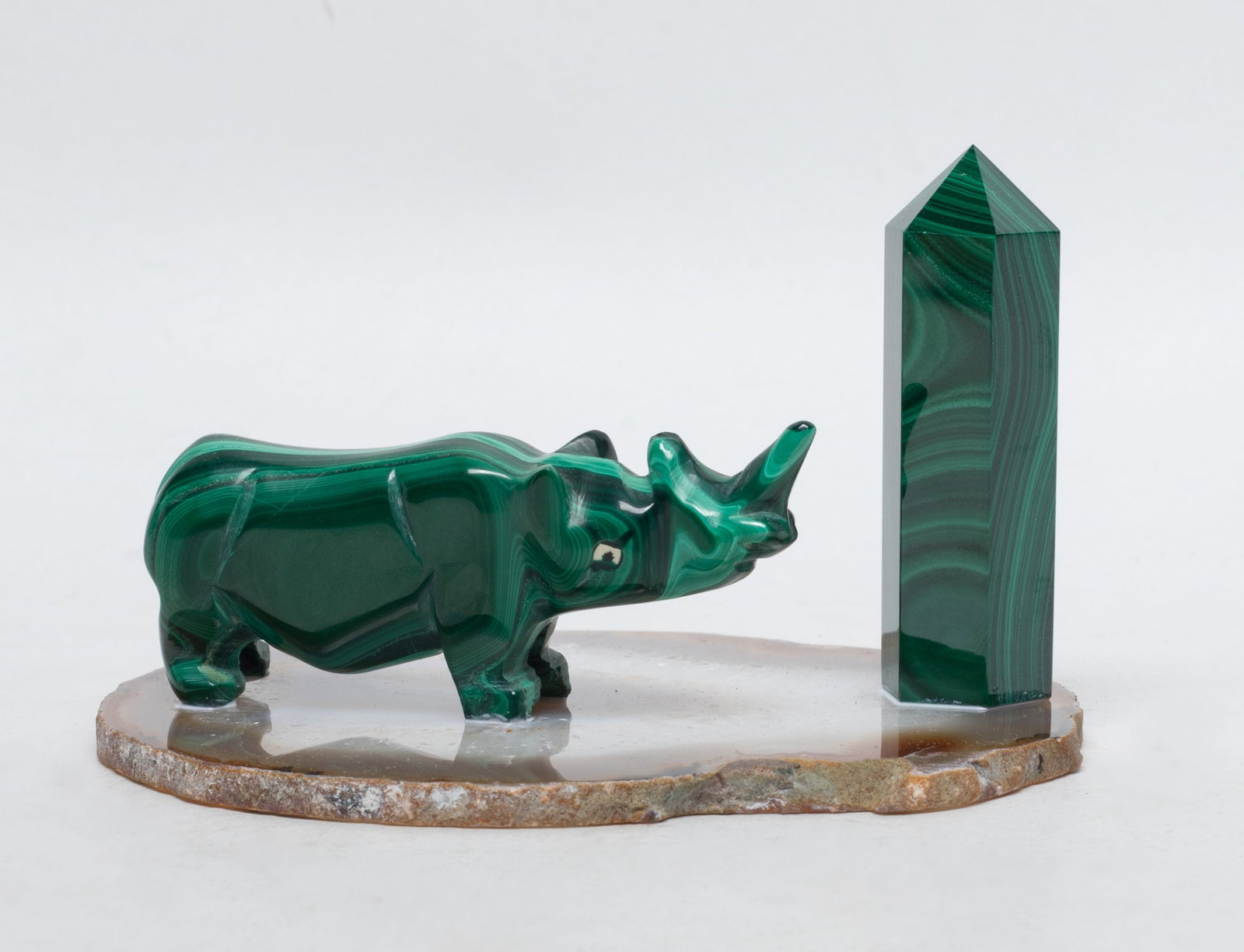 Vintage Malachite, Cameo Agate Sculpture (1 of 10)