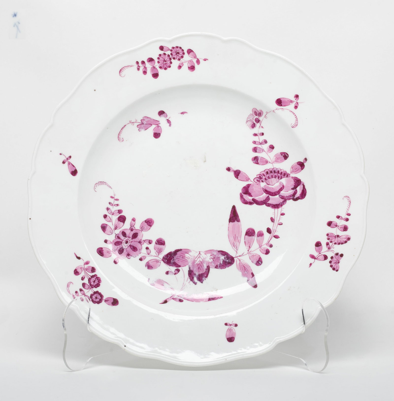 Old Meissen Porcelain Plate: Meissen floral pattern porcelain plate. Approx. 9.6 inch D.