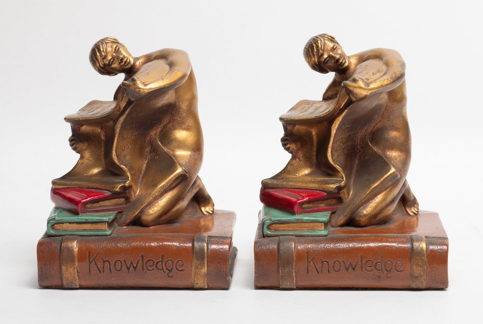 Two Early 1900s Bronze Finished Bookends (1 of 10)