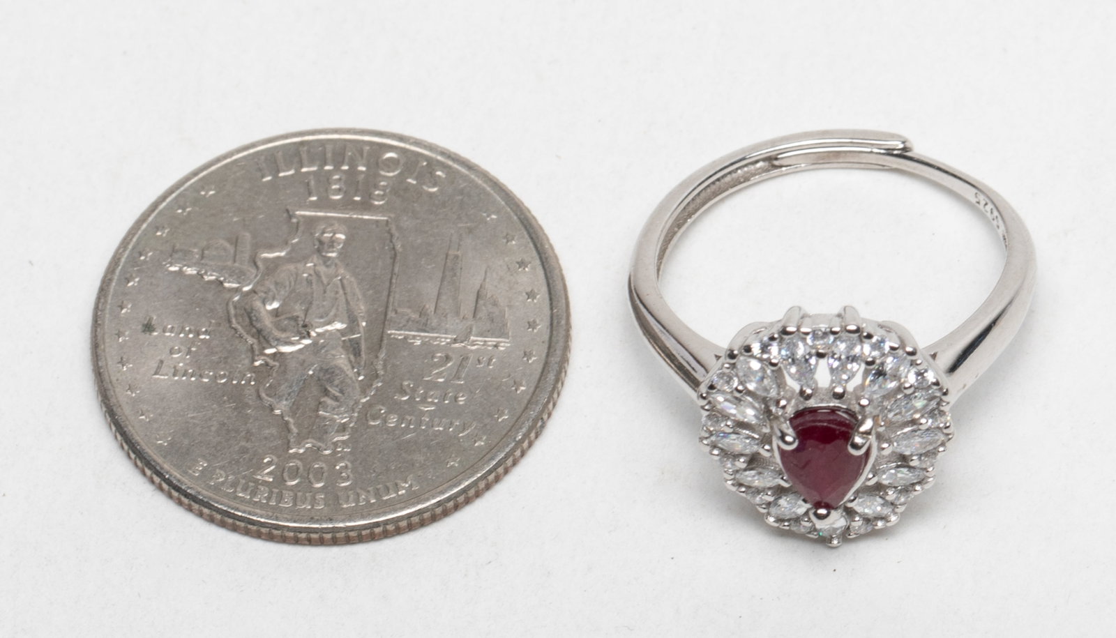 Vintage Ruby w. Simulated Diamond Ring - 2