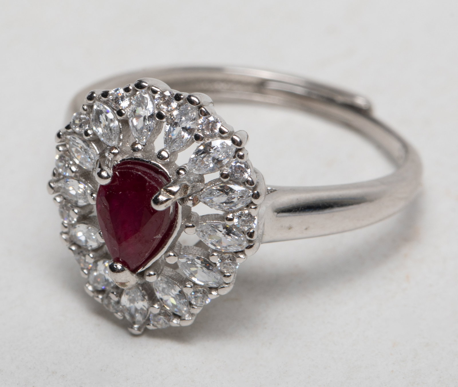 Vintage Ruby w. Simulated Diamond Ring - 7