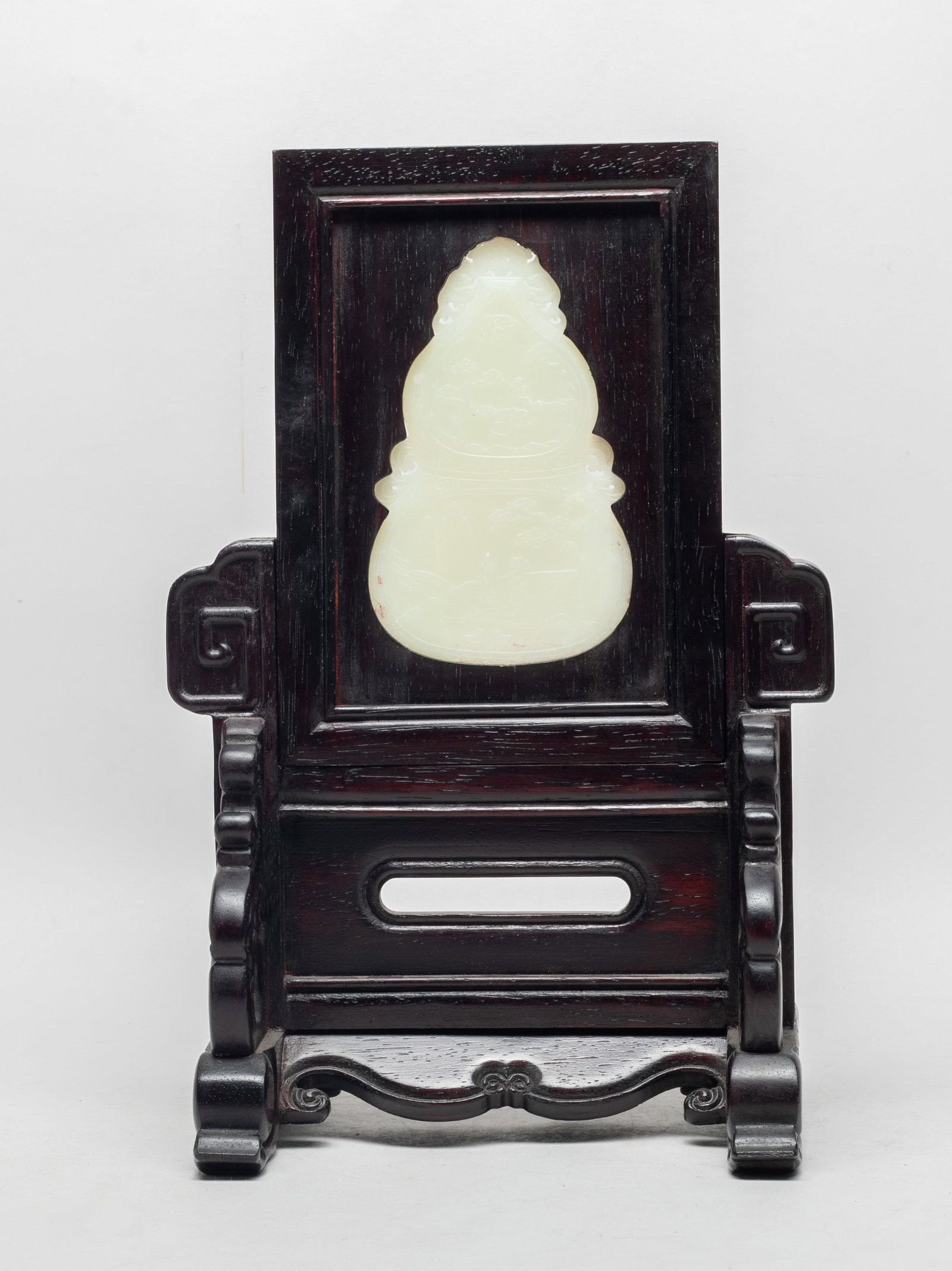 Chinese Wood Table Screen Inlaid Jade (1 of 11)