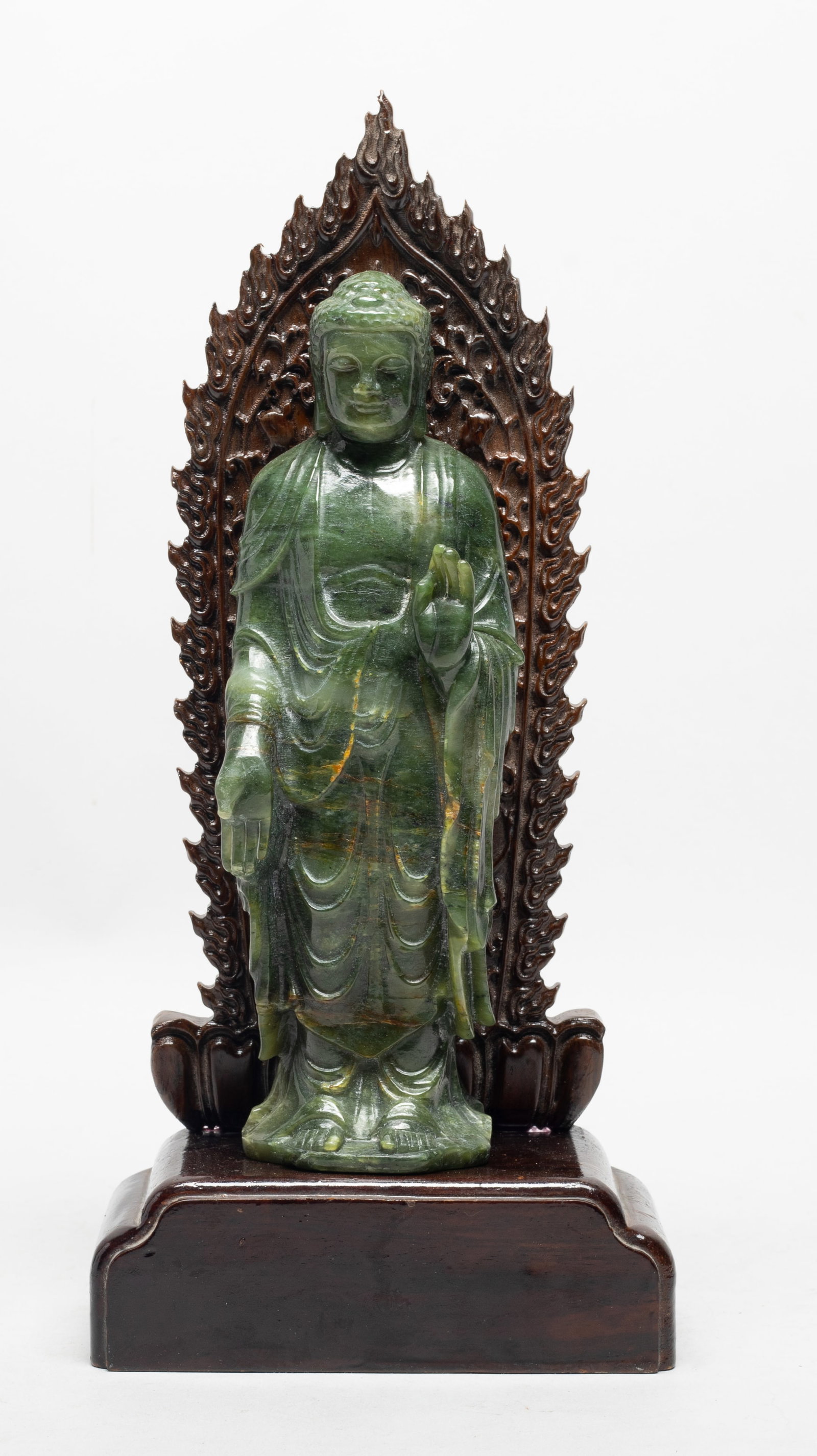 Tall Vintage Chinese Spinach Jade Buddha w/ Base (1 of 12)