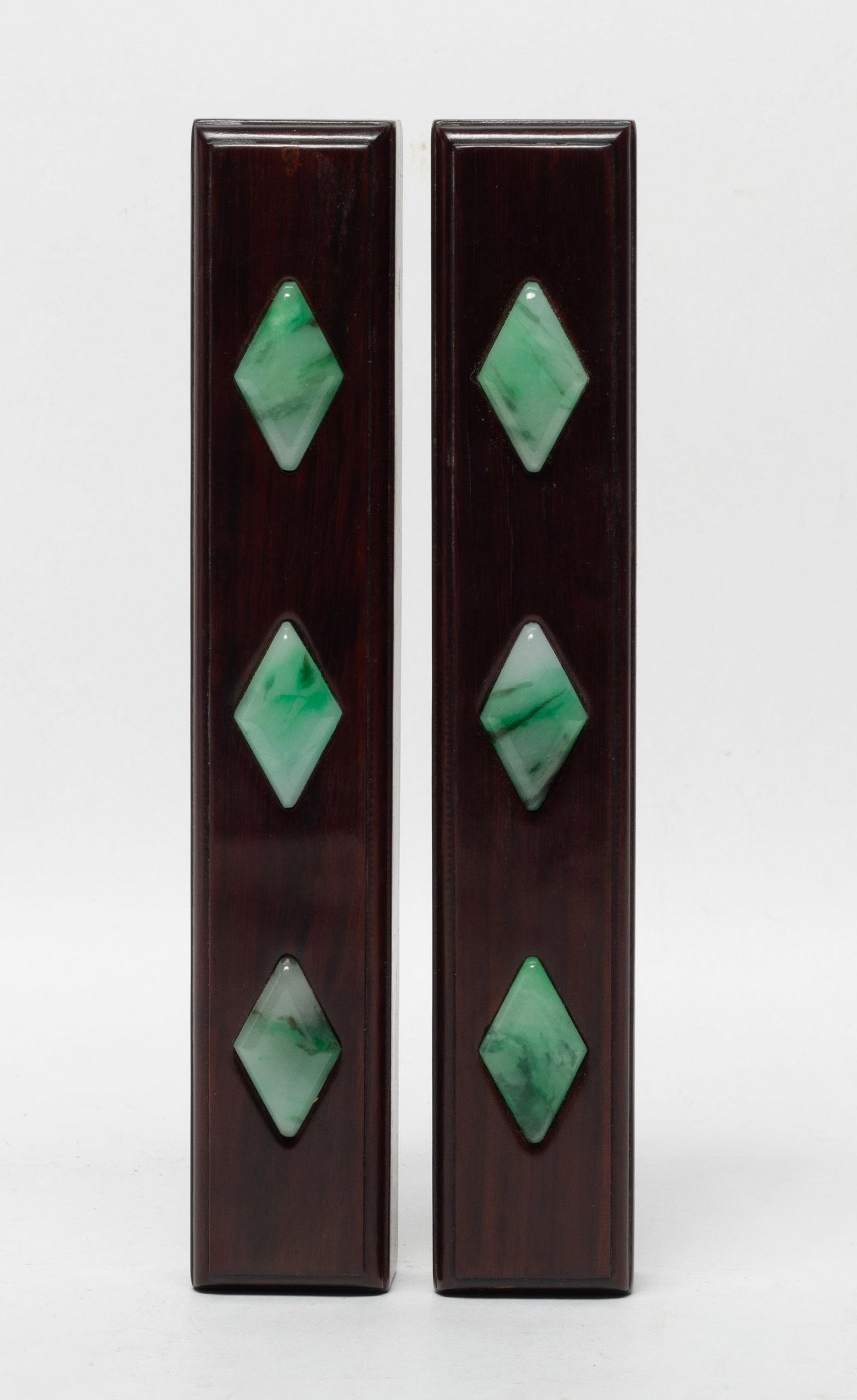 Two Chinese Hardwood Inlaid Jade Paper Weights (1 of 7)