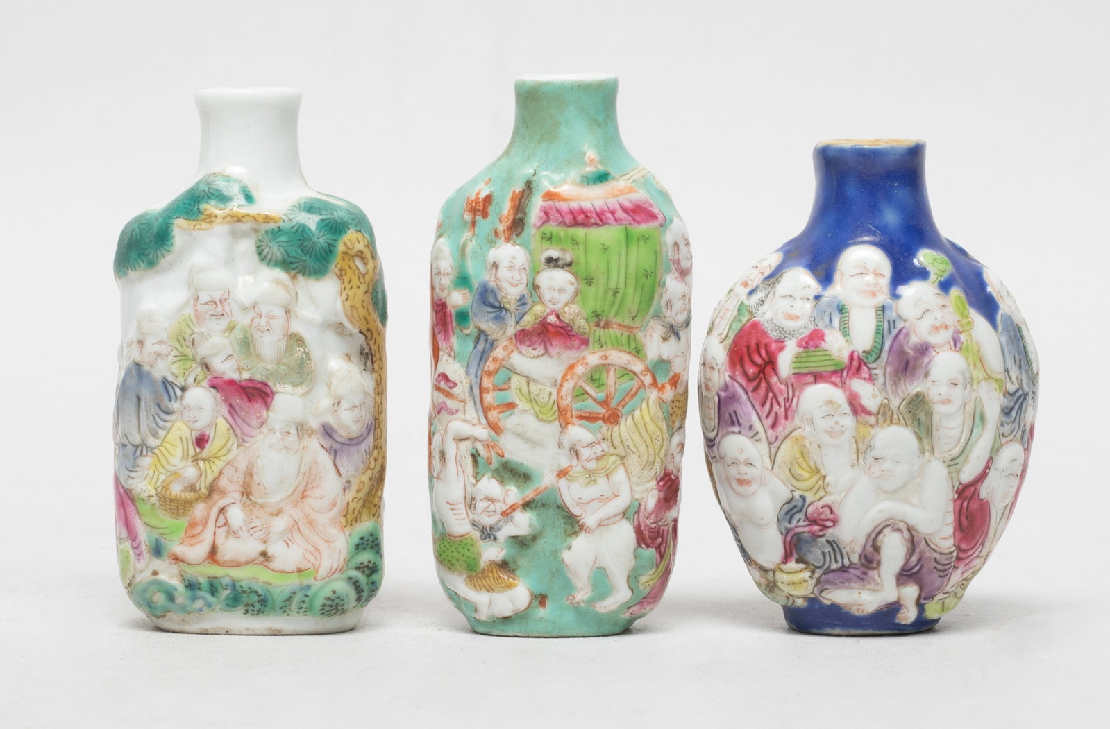 Set Chinese Relief Porcelain Snuff Bottles (1 of 10)