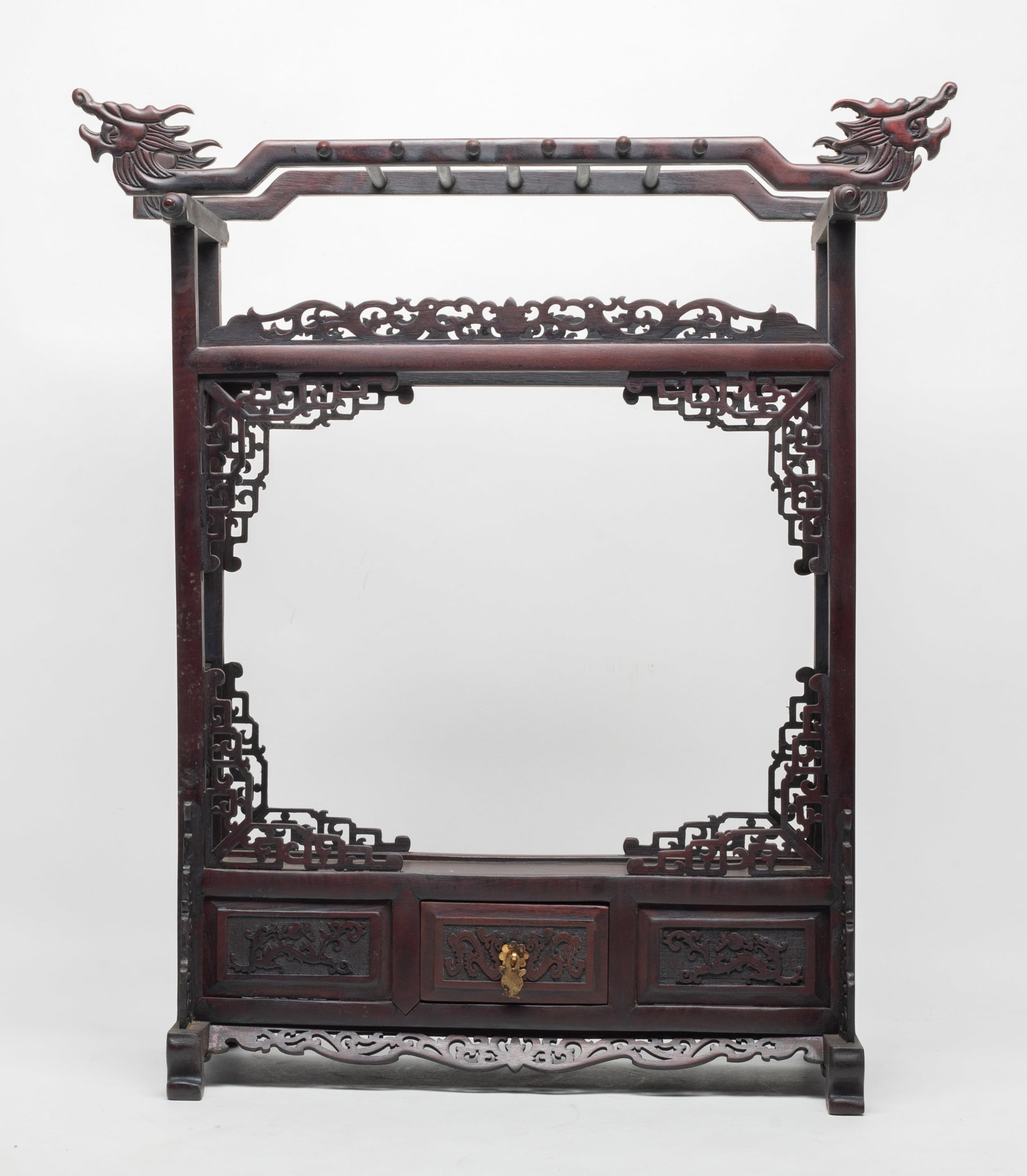 Vtg. Chinese Export Wood Brush Stand Cabinet (1 of 9)