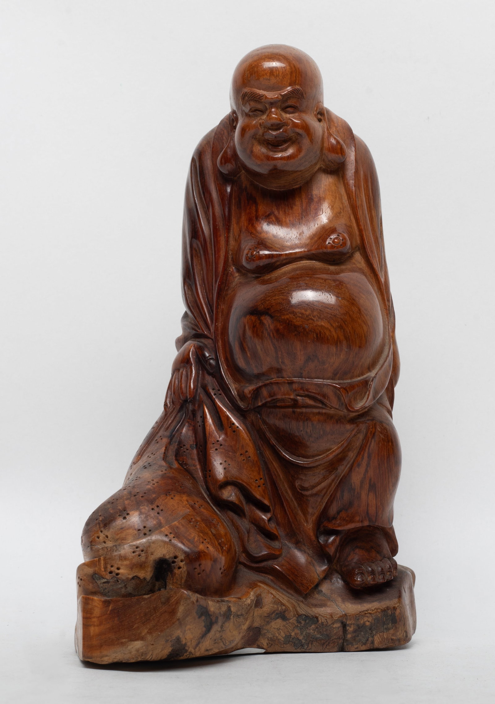 Vtg. Chinese Huanghuali Wood Sculpture of Buddha (1 of 15)
