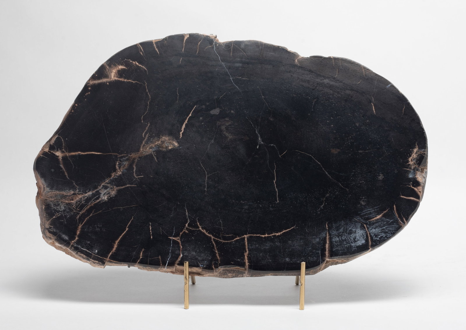 Collectible Large Petrified Wood Slab: Large petrified wood slab sculpture, with stand. Approx. 14.7*9.2 inch.