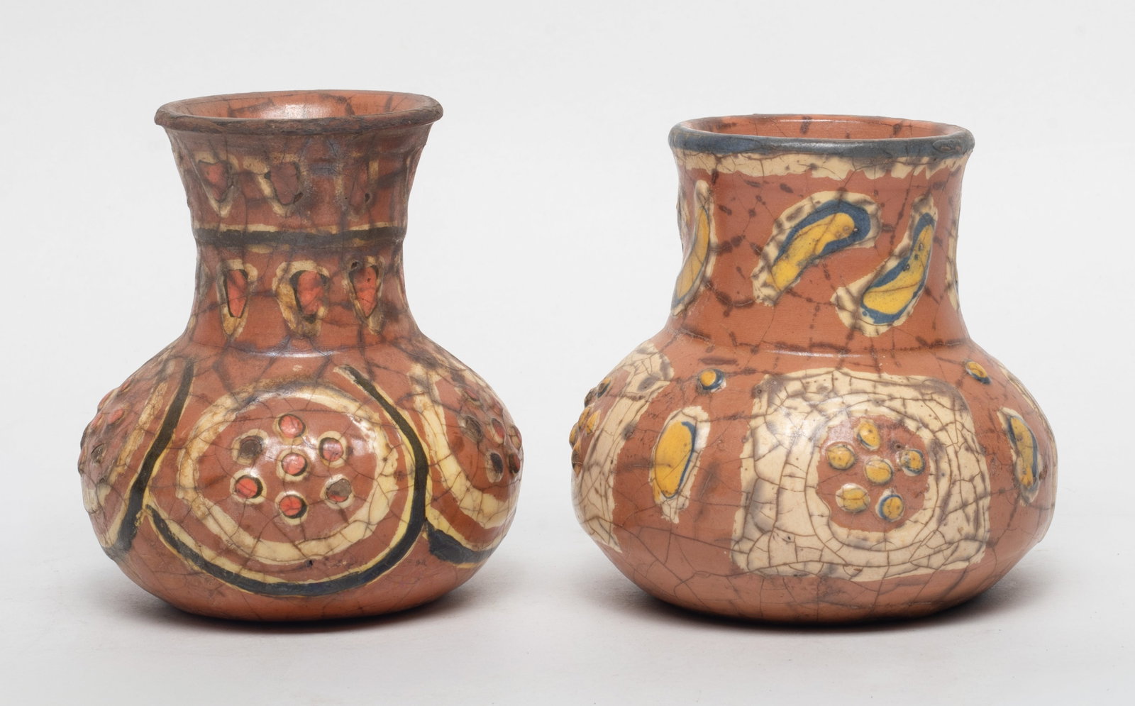 Two Chinese Glazed Stoneware Vases: Two Chinese glazed stoneware cabinet vases. Approx. 3.6*3.7 inch.