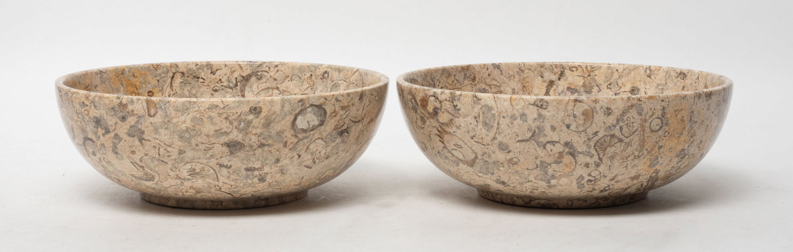 Two Vintage Fossil Bowls: Two vintage fossil carved bowls. Approx. 6*2.1 inch (each).