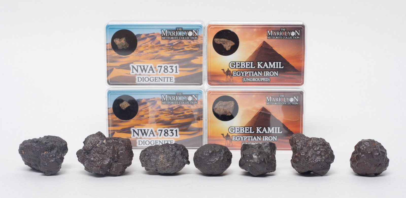 Set Meteorite Stone Collections: Large set of meteorite stone pieces. Size varies.