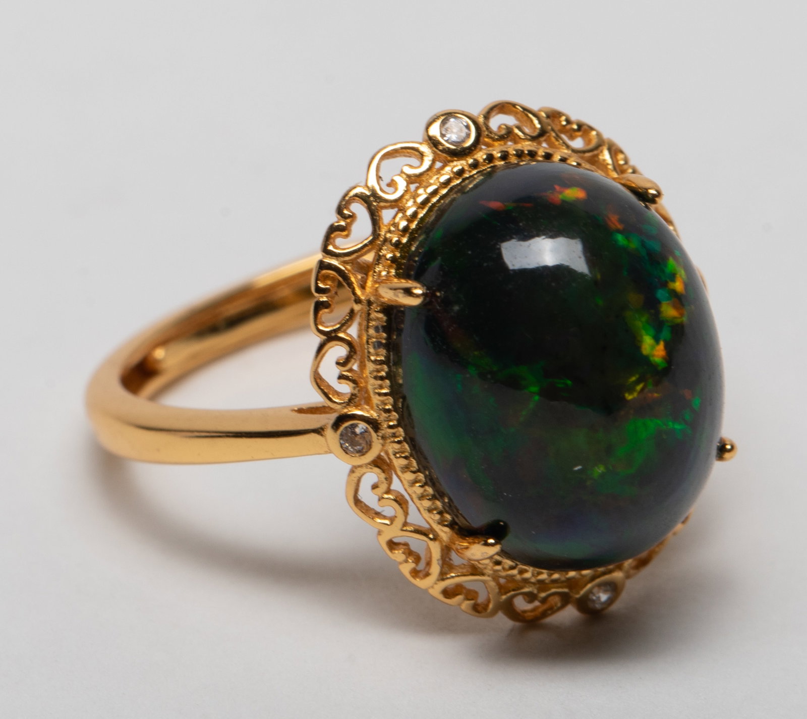 Unusual Large Stone, Fire Opal Ring - 5