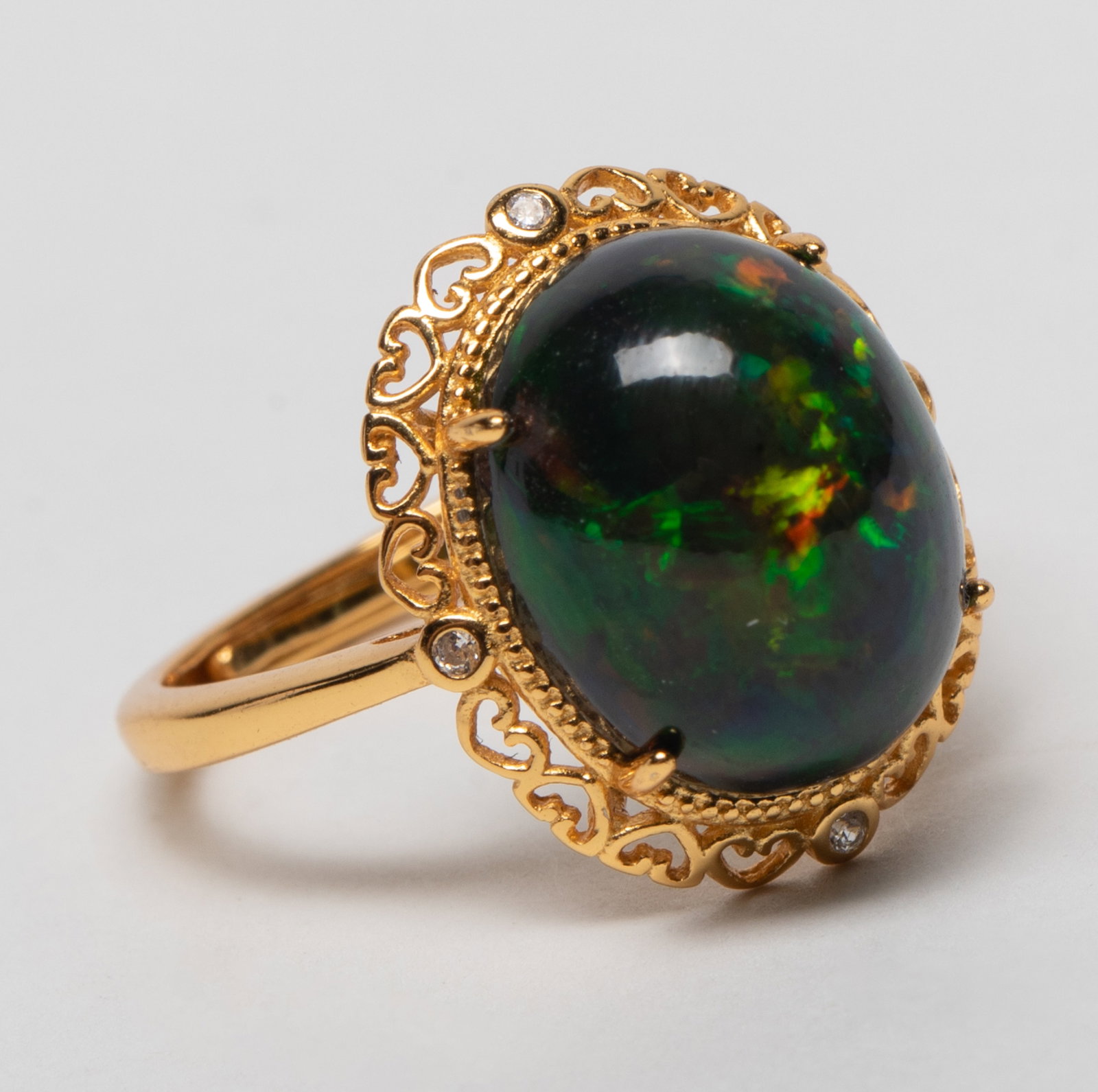 Unusual Large Stone, Fire Opal Ring - 6