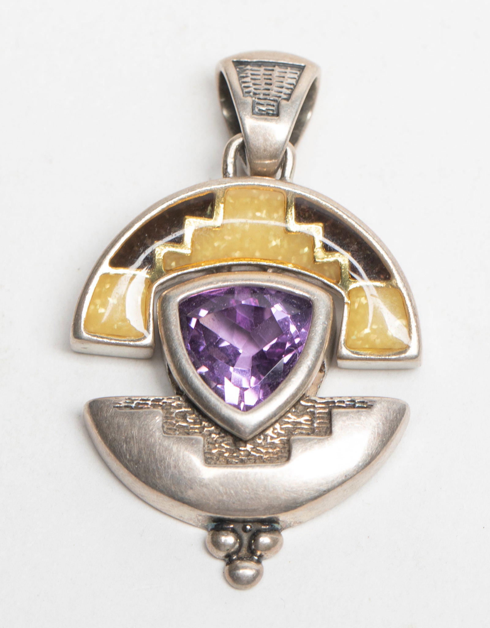 Designed Vtg. Sterling Silver Amethyst Pendant (1 of 6)