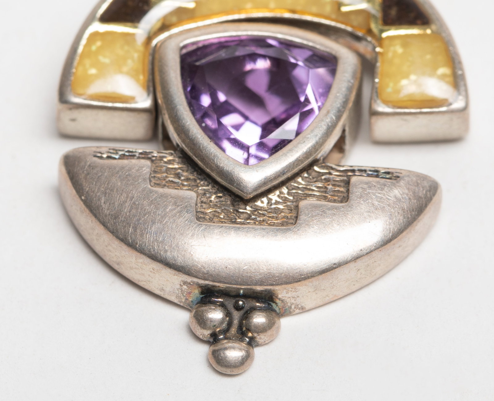 Designed Vtg. Sterling Silver Amethyst Pendant - 5