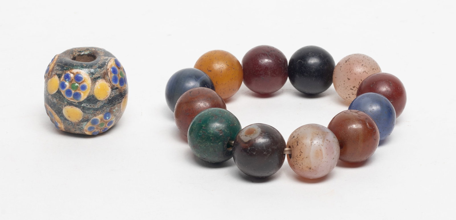 Rare Chinese Mixed Stone Beads, Dragon-Eye Glass (1 of 10)