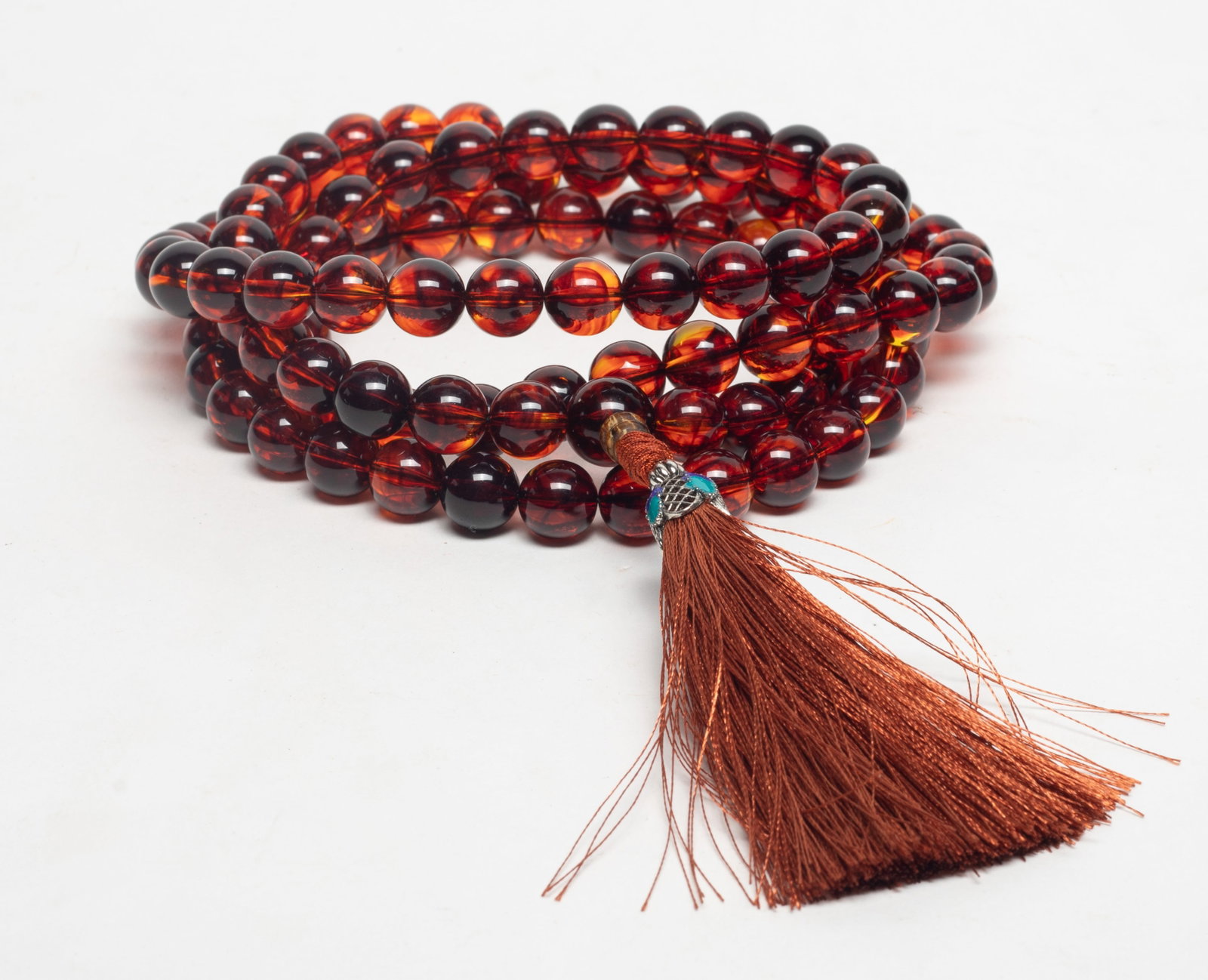Estate Chinese Export Cherry Amber Prayer Beads (1 of 8)