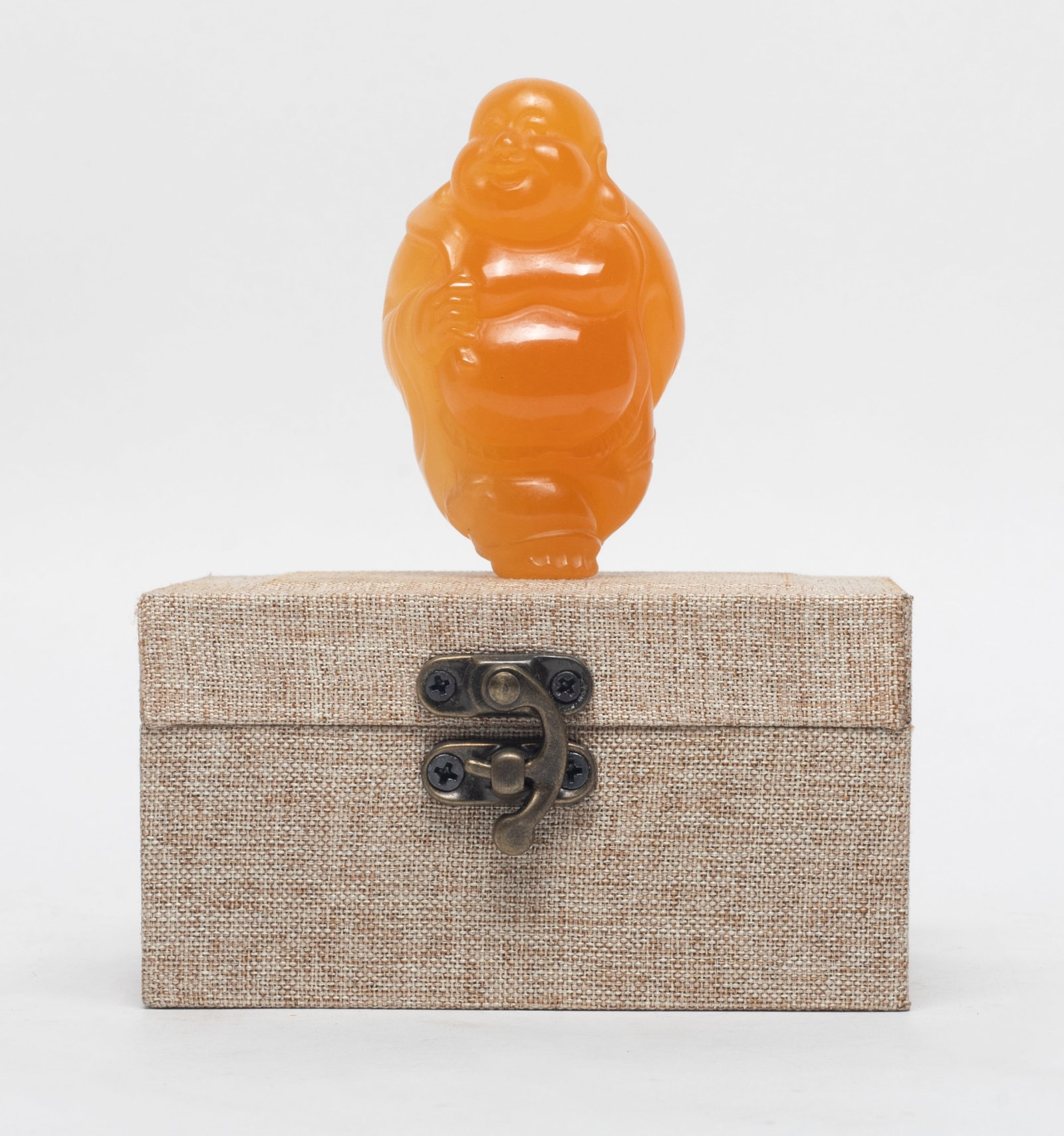 Vintage Chinese Tianhuang Made Buddha Pendant: Chinese Tianhuang stone pendant carved of Buddha form, with box. Approx. 2.7*1.65*1.25 inch (w/o box).