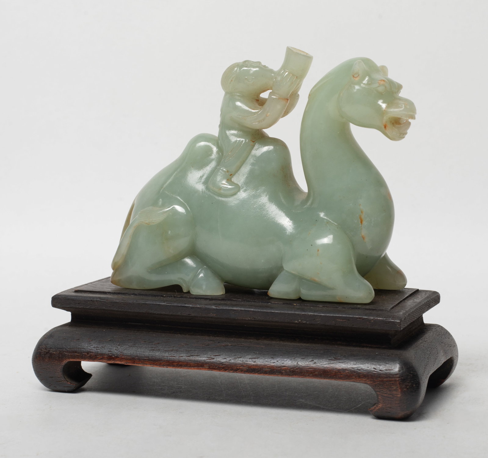 Unusual Chinese Jade Table Sculpture w/ Wood Base (1 of 11)