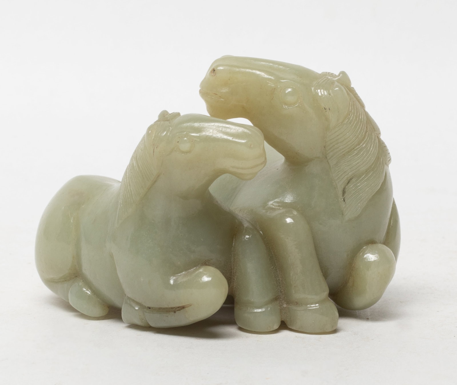 Chinese Jade Carved Double Horse Sculpture (1 of 11)