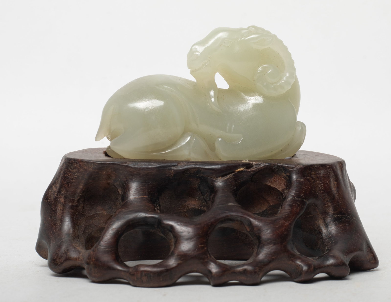 Chinese Jade Carved Ram w/ Base (1 of 9)