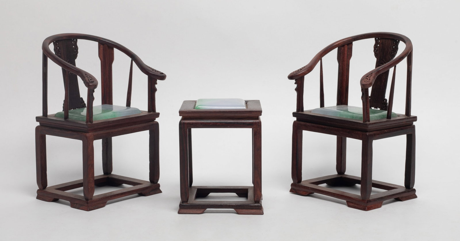 Set Chinese Wood Inlaid Stone Sculptures (1 of 11)
