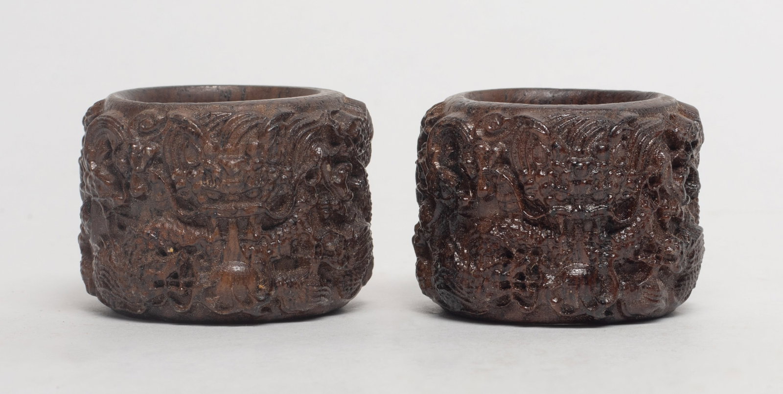 Two Chinese Agarwood Carved Thumb Rings (1 of 8)