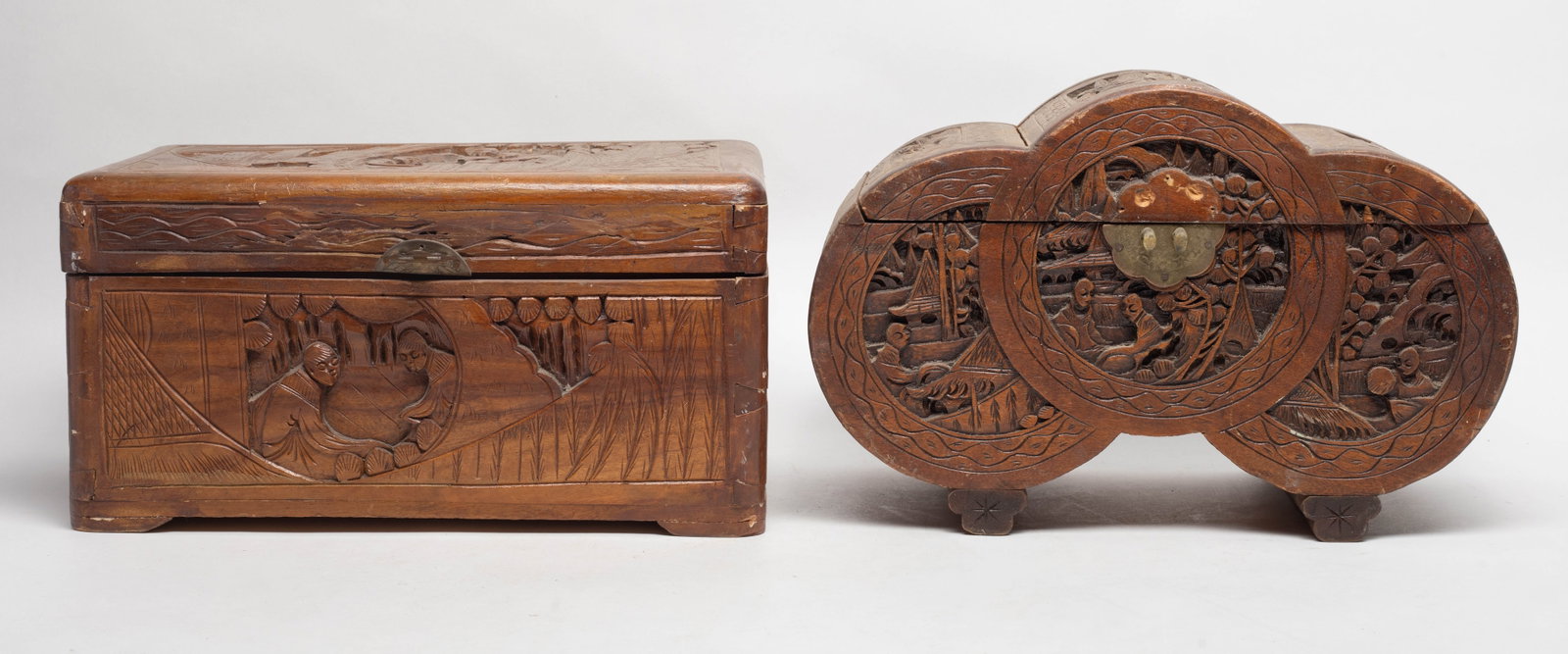Two Early 1900s Chinese Carved Wood Boxes (1 of 19)